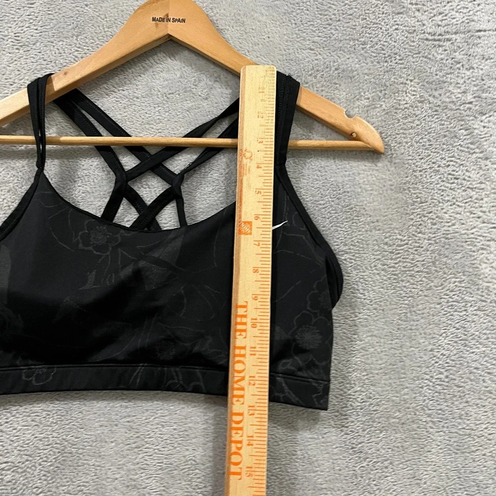 Nike Dri-Fit Sports Bra Womens L Black Floral Lined Strappy Crossback BV4901010